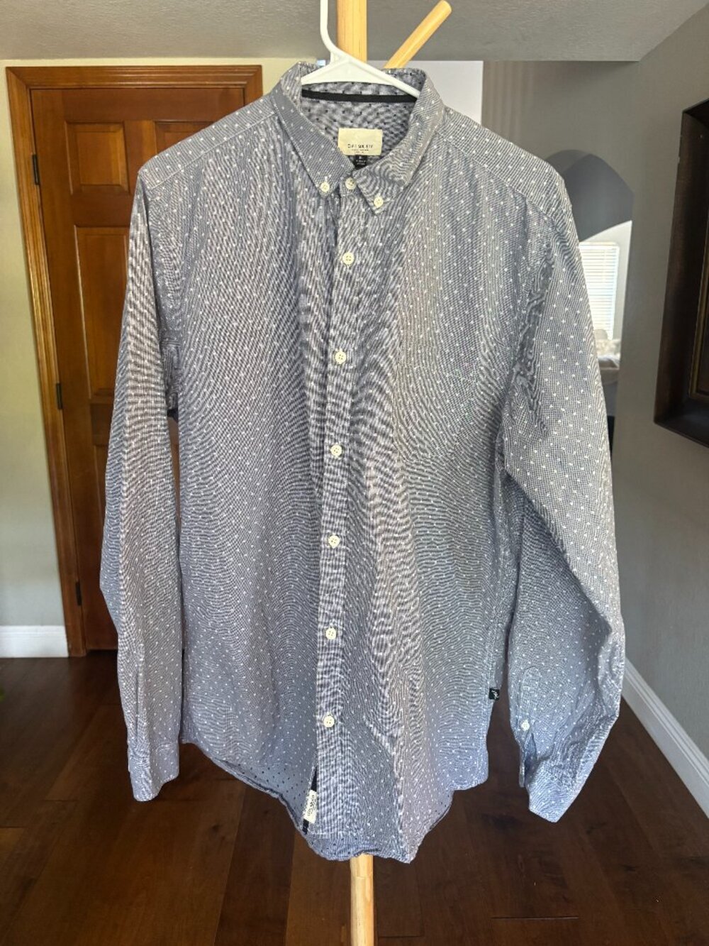 Civil Society Button Down Shirt Mens XL Blue Dobby Dot Long Sleeve Cotton